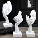 3 Pcs Thinker Statue,Modern Home Resin Sculptures,Collectible Figurines for Home Office Bookshelf Desktop Decor(White)