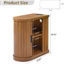 Small End Table, Narrow Side Table, Skinny Nightstand with Charging Station, Mid-Century Modern Curved Fluted Bedside Table with Door and Shelf for Small Spaces,Living Room,Bedroom,Walnut