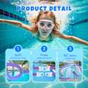 Swim Goggles for Kids 3-15 with Earplugs Large Frame Anti-Fog/UV Swimming Goggles for Boys Girls Toddler 2PCS