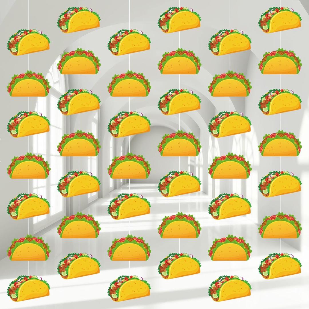 Janlaugh 8 Pcs Taco Birthday Party Decorations Mexican Fiesta Garland Banner Cinco De Mayo Party Banner Fiesta Ceiling Hanging Streamers Cutouts for Taco Twosday Bout Baby Shower Decor Supplies