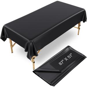 Noverlife 87x51in Massage Table Sheet, Reusable Wax Mat Pad Waterproof Massage Bed Cover Sheet, PVC Waxing Mat for Esthetician Bed Oilproof Waxing Table Sheet Fabric SPA Bed Cover for Beauty, Tattoo (87x51in / 2.2x1.3m - Black)