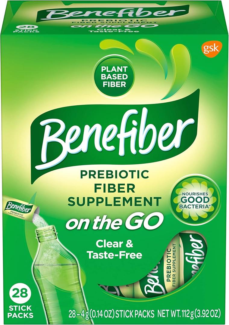 Benefiber On The Go Prebiotic Fiber Supplement Powder for Digestive Health, Daily Fiber, Unflavored - 28 Sticks (3.92 Ounces) (28 Count (Pack of 1))
