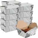 Restaurantware Bio Tek 45 Ounce Take Out Boxes 50 To Go Lunch Boxes - Tab-Lock Closure Heat-Tolerant Newsprint Paper Disposable Lunch Boxes Greaseproof For Hot And Cold Foods (45 oz / #8)