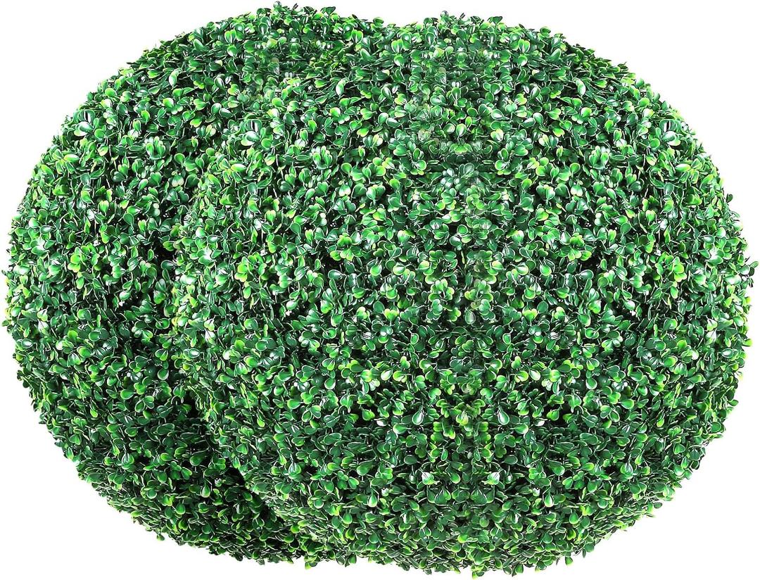 VEVOR 2 Pcs 20 Artificial Plant Topiary Ball, Faux Boxwood Balls with 2 LED Light String, All-Year Green Faux Plant Decorative Balls for Backyard, Balcony,Garden, Wedding and Home Dcor (1ft 8in)