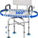 360 Swivel Shower Chair for Inside Shower,500lbs Swivel Shower Chair with Arms andBack, Adjustable Height Shower Chair forElderly and Disabled with Stable Non-SlipDesign Bathroom Tub Stool