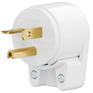 Nema 6-20P 20A 250V Plug 20A T-Blade Industrial Plug, Easy Assembly 20Amp 250Volt USA Canada 3-Prong Male Angled,White Color