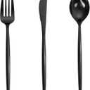 Supernal 360pcs Black Plastic Silverware Heavy Duty Black Plastic Utensils Disposable Cutlery Set Includes Disposable Knives,Forks and Spoons Silverware Set for Parties,Weddings & Birthday