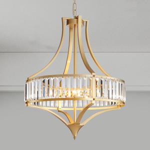 21.6" Crystal Chandeliers for Dining Room Modern Gold Chandelier with Round Metal Shade 6-Light Large Dining Room Light Fixture for Kitchen, Dining Room, Hallway, Bedroom, Foyer