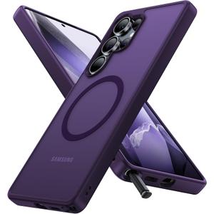 Magnetic Shockproof for Samsung Galaxy S25 Ultra Case, 12FT Military-Grade Protection [Compatible with MagSafe] Slim Rugged Frosted Matte Hard Back Bumper for S25 Ultra Phone Case, Purple