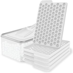 WIBIMEN Mini Ice Cube Trays, 0.55 Tiny Pebble Ice for Iced Coffee & Cocktails, Fast Chill, Easy Twist Release, Stackable with Lid & Storage Bin (4 Pack, White)
