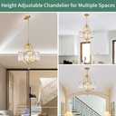 Avzkcy Modern Gold Chandelier, Crystal Pendant Lighting Fixtures, 15.7 Inches Height Adjustable Metal Shade Ceiling Light Suitable for Living Room Kitchen Island Dining Room Bedroom
