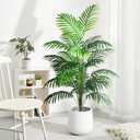 4ft 2pcs Large Artificial Plants Fake Palm Tree Tropical Palm Leaves Faux Palm Plants Tall Tree Indoor Real Touch Plastic Monstera Leaves for Home Garden Outdoor Office Decor (4ft/125cm-2pcs)