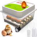 Incubators for Hatching Eggs - 12 Eggs - Ideal All Ages | Egg Incubator with Automatic Egg Turning and Humidity Control - Integrated Egg Candler - Okkobi OBI-12 (White Green)