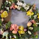 National Tree Company 22 in. Ferns and Flowers Easter Wreath, Artificial Spring Wreath with Pastel Easter Eggs, Indoor or Covered Outdoor Décor