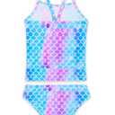 Tziharora Girls Swimsuits Size 4t 5t Two Piece Bathing Suit Tankini Sets Blue Pink Scale Print Swimwear