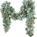Ouddy Decor Eucalyptus Garland 6.56 Ft Lush Silver Dollar Leaves Boxwood Artificial Faux Greenery Vines for Baby Shower Wedding Party Table Runner Room Home Mantle Decor (1 Pack)