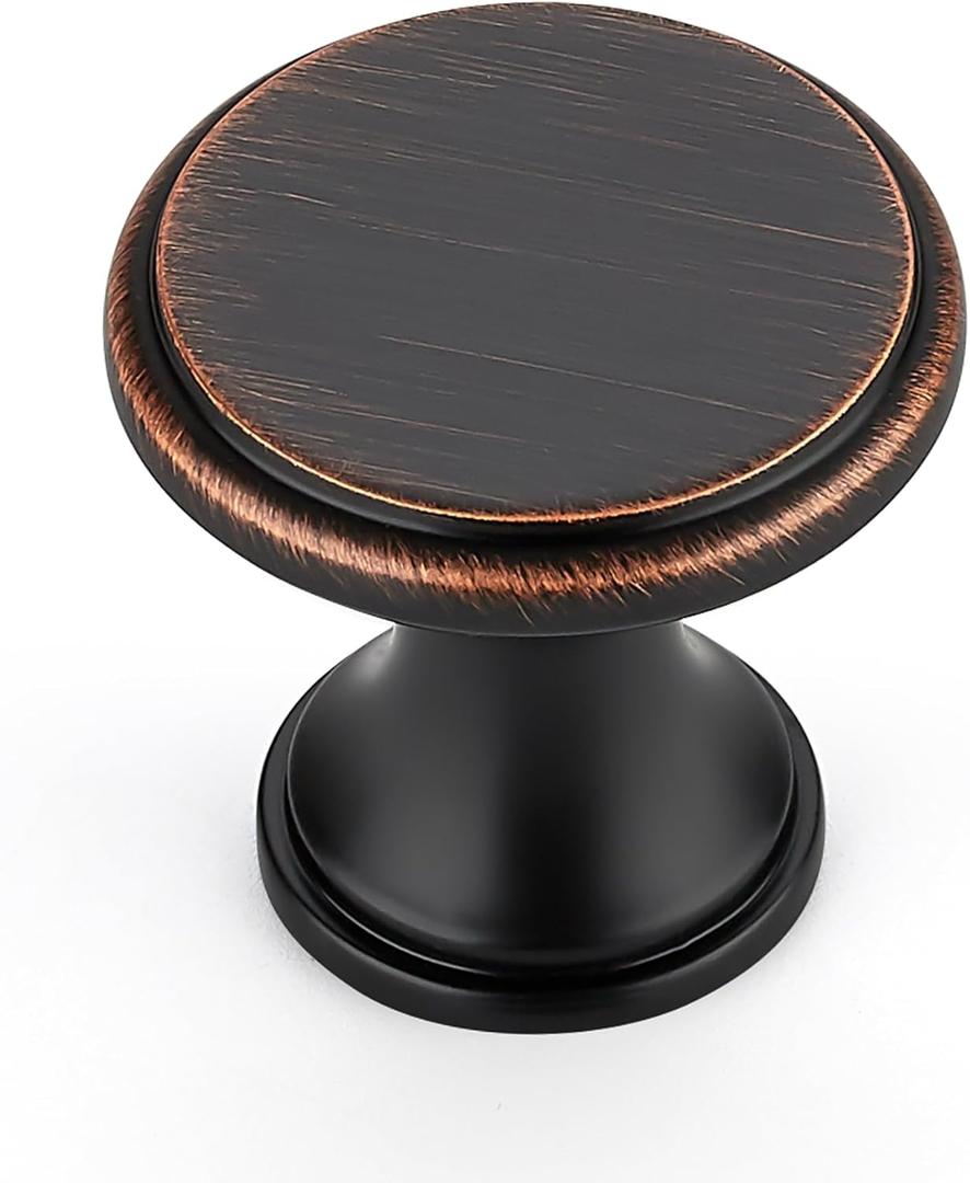 Ravinte 10 Pack Oil Rubbed Bronze Kitchen Cabinet Knobs, Solid Oil Rubbed Bronze Pulls Zinc Handles Simple Drawer Cabinet Hardware for Cupboard Drawer Knobs