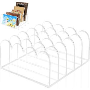 5-Slot Acrylic File Organizer for Desktop Clear Mail Holder Office Document Sorter Mails Storage 5 Compartments Multifunction Letter Folder Racks Holders for Office,Home, School Desk Organization
