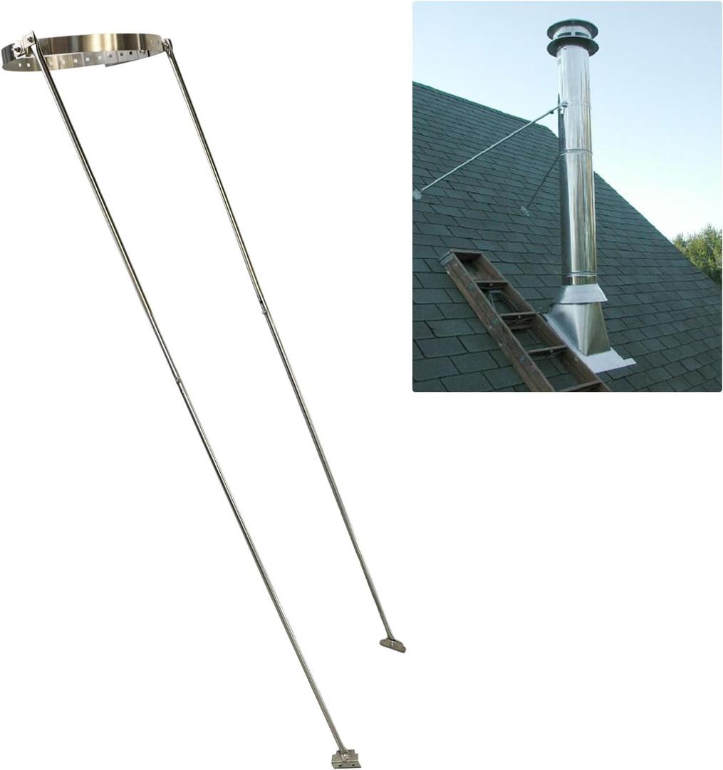 6 Inch Stove Pipe Kit - Tesmirror 6" Extended Roof Bracket Kit Fit for Chimney Pipes 6-15" in Diameter Includes Mounting Bracket Leg and Nut Gasket Provides Stability Against Snow and Wind