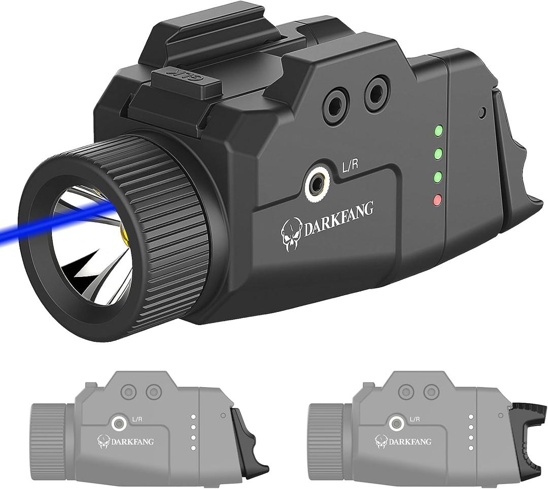 DARKFANG Pistol Blue Laser Light Combo with High and Low Switch System for Picatinny and GLK Rails