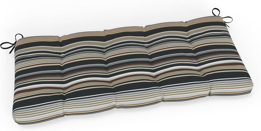 Pillow Perfect Stripe Bench Cushion, 18" X 48" X 5", Labrisa Rattan