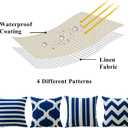 4 x OTOSTAR Set of 4 Waterproof Throw Pillow Covers 20x20 Inch Farmhouse Geometric Square Pillow Cases for Couch Patio Furniture Balcony Garden Outdoor DecorationGeometry70-Navy Blue