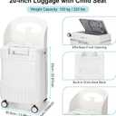 20'' Ride on Luggage Kids Rolling Suitcase with Seat & Aluminum Frame Back to School Gift for Student Travel(White), 53 X 35.5 X 25 Cm
