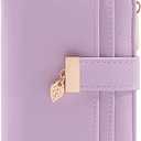 Pomelo Best Wallet Women Bifold Leather Wallets for Women Credit Card Holder with ID Window Zipper Coin Pocket Light Purple