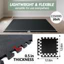 20 Sq Ft Gym Floor Mats (20 Tiles) – High-Density EVA Interlocking Foam Floor Tiles – Puzzle Exercise Mat for Home Gym, Workout Equipment, Weightlifting, Kids Play Area