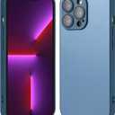 Compatible with iPhone 14 Pro Max Hard Body AG Glass Matte Frost Cellphone Mobile Basic case Cover casing funda para Drop Protection Camera Lens Protection Raised Bezels (Blue)