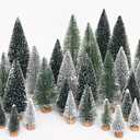Waipfaru Bottle Brush Trees Christmas, 30 Pcs Mini Christmas Trees Table Decor, Miniature Pine Trees for Xmas Tabletop Crafts Christmas Indoor Decorations (Green & Sliver)