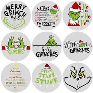 Yhliua Christmas Stencils for Painting on Wood Reusable, Large Round Merry Christmas Stencils for Crafts Holiday Stencils for Wood Board Sign Door Hanger Wall Wreaths (9 Christmas-1), white