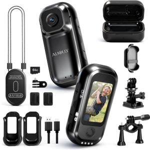 POV Body Camera with 1.47" Display, 2K HD Thumb Action Camera, 64GB Magnetic Wearable Body Cam with Charging Case, 6-8H Total Runtime, App GPS Data Overlay & Stabilization