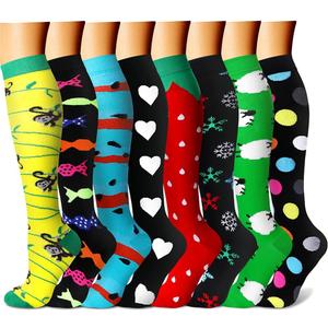CHARMKING Compression Socks for Women & Men Circulation (8 Pairs) 15-20 mmHg is Best Support for Athletic Running,Hiking (Small-Medium, 22 Yellow/Black/Blue/Black/Red)