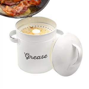AuldHome Design Enamelware Grease Container w/ Strainer, Farmhouse Style Kitchen StorageTin, Labeled "Grease" AuldHome Design Enamelware Grease Container w/ Strainer, Farmhouse Style Kitchen StorageTin, Labeled "Grease"