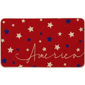 Artoid Mode Red Stars 4th of July Doormat, Memorial Day Home Decor Patriotic Liberty Low-Profile Switch Rug Door Mat Floor Mat for Indoor Outdoor 17x29 Inch