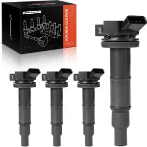 A-Premium Ignition Coil Pack Compatible with Toyota Corolla 2009-2010, Camry 2002-2011, RAV4 2001-2008, Highlander 2001-2007 & Pontiac Vibe 2009-2010 2.0L & Scion, 2.4L, Set of 4