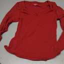 SUUKSESS Women Square Neck Long Sleeve Tops Double Lined Going Out T Shirts, Size: XS