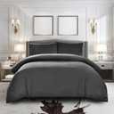 Pure Bedding Duvet Cover Full [3-Piece, Dark Grey] - 1 Comforter Protector with Zipper Flap and 2 Pillow Shams - Hotel Luxury 1800 Brushed Microfiber - Ultra Soft, Cool and Breathable Comforter Cover