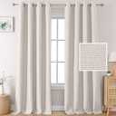 H.VERSAILTEX Linen Curtains Black Out Curtains for Bedroom Windows Noise Reducing Thermal Insulated Darkening Curtains for Living Room 2 Panels Set Grommet Curtain Panels 52 x 84 Inch, Heather Ivory