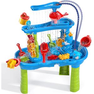 Water Table for Kids Ages 4-8 with Water Pumb, Summer Outdoor Sand Water Table for Boys Girls, Kids Water and Sand Activity Sensory Toys for Toddlers Age 3-8
