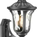 Outdoor Light Fixtures Wall Mount, Waterproof Exterior Wall Lanterns with Waer Ripple Glass, Outside Sconces, Front Porch Lights for House Garage Doorway Patio, 22'' Large Black