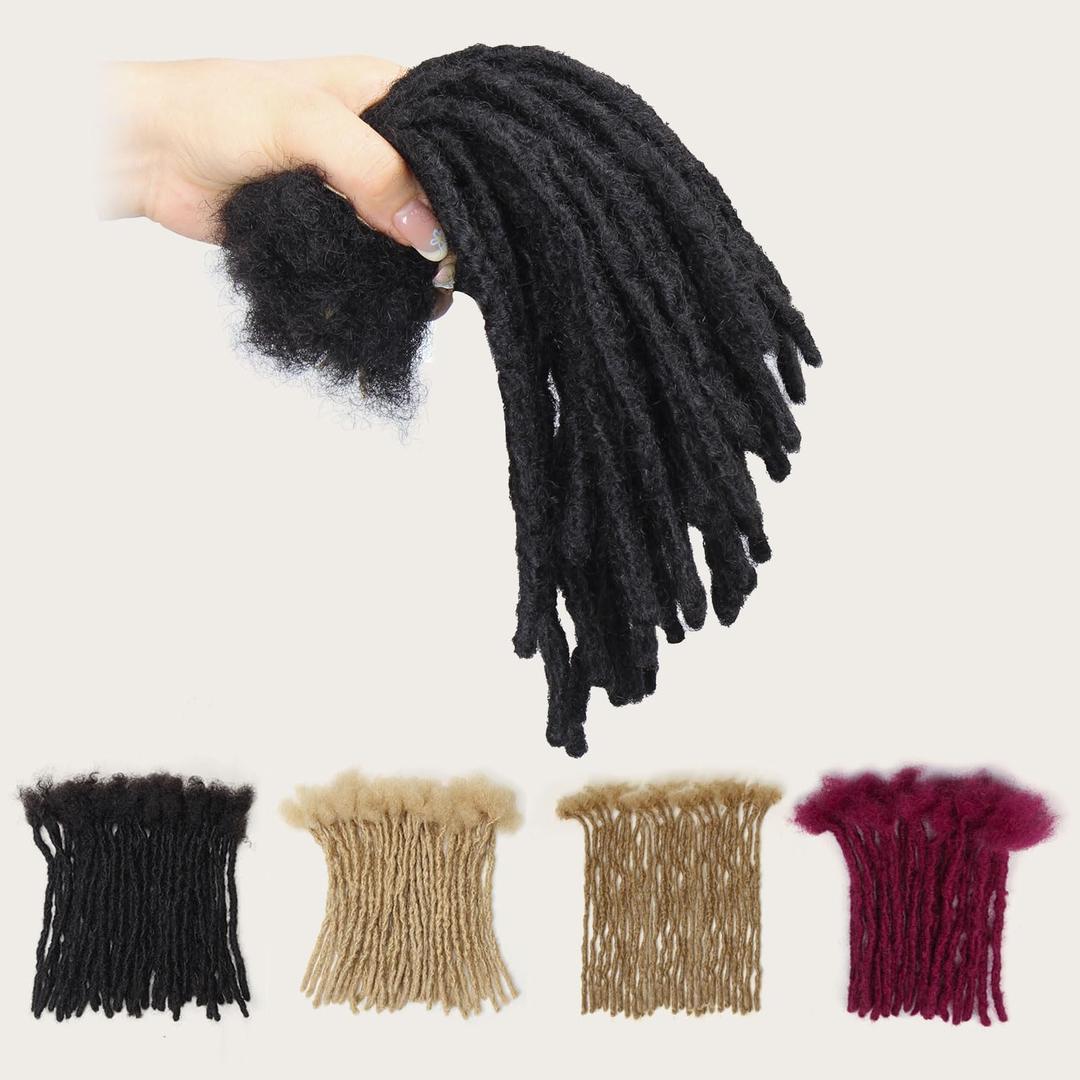 8 inch Interlocking Loc Extensions Human Hair, Soft Human Hair Dreads Extensions, 0.6cm Width 100% Human Hair Dreadlock Extensions, Natural Black (8 inch 20 Strands, 1B 0.6cm)
