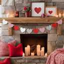 8.2 ft Glitter Heart Garland Pink Red Valentines Day Garland Rustic Farmhouse Heart Banner Romantic Love Banner Cute Valentine Hanging Decor for Fireplace Mantel Wall Home Window