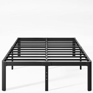 16 Inch High Metal King Bed Frame No Box Spring Needed, Heavy Duty King Size Bed Frame Platform, Noise Free, Easy Assembly, Black