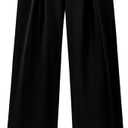 Women High Waist Palazzo Pants Spring 2026 Casual Wide Leg Trousers Loose Work Office Business Suit Pant Pockets, Size L