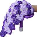 Wedding Bouquet Purple Water Drop Waterfall Holding Flower Rhinestone Bridal Holding Flower Full Diamond Wedding Holding Flower