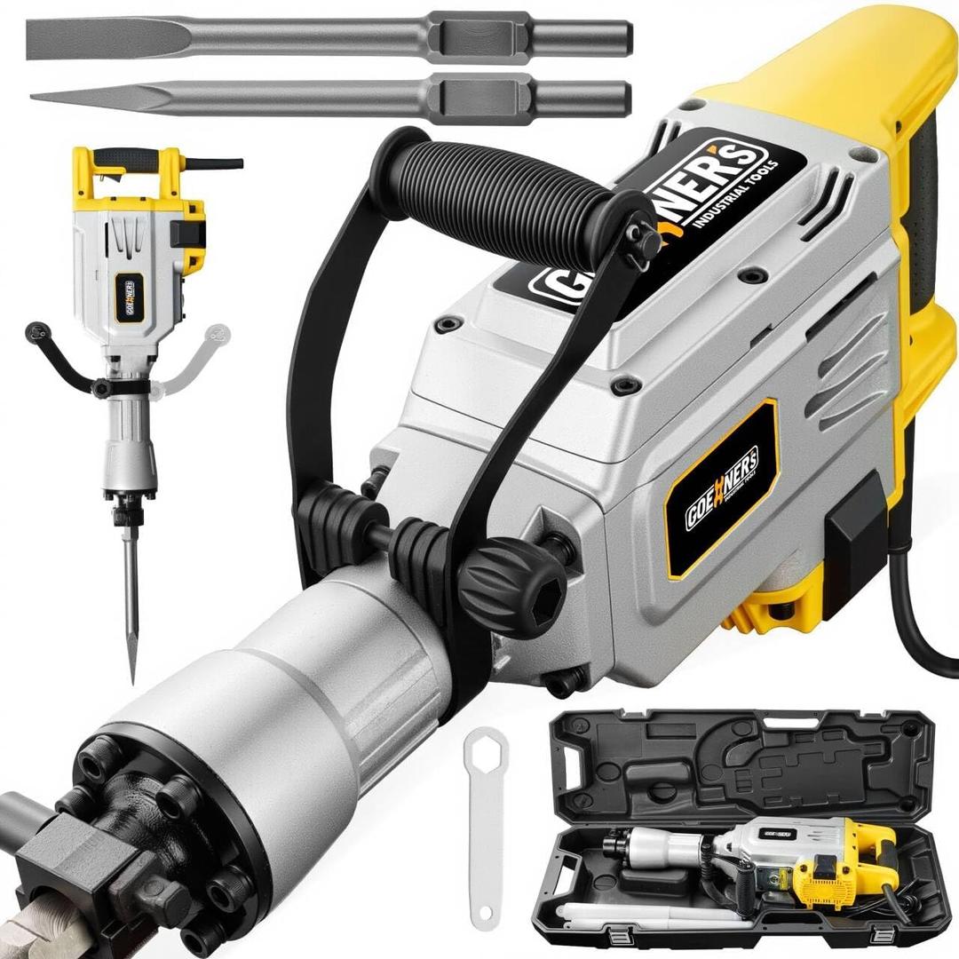 Demolition Jack Hammer Drill, MAX 3500W Jack Hammer Concrete Breaker 1900 BPM Heavy Duty Electric Jack Hammer, 60J Hammer Drill Chisel for Trenching and Breaking Holes