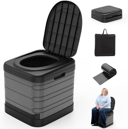 CAMPERFECT XXL Portable Toilet for Adults, Upgraded Camping Toilets Collapsible Toilet Extra Large 16.7-inch High Porta Potty for Camping Outdoor Activities and Travel, 18.1‘’*16.7''*16.7''