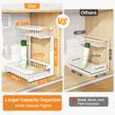 PXRACK Under Sink Organizer, Adjustable Height, 2 Tier Pull Out Under Cabinet Organizer, Slide Out Thickened Metal Under Sink Storage for Kitchen Bathroom Laundry Pantry Cabinet, White, Large-2-Pack